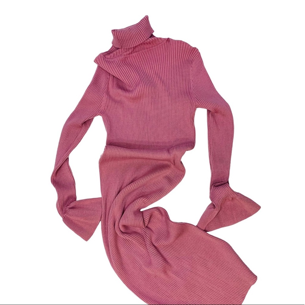 Pink turtle neck sweater dress